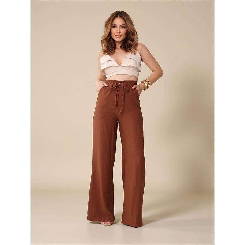 Calça pantalona terracota